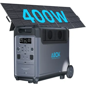 ABOK Ark3600 3600W 3840Wh Solar Generator + 400W Solar Panel – for Home, Camping, RVs, Outages & Off-Grid