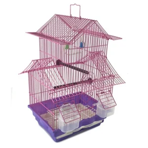 EDMBG Pink 18-inch Medium Parakeet Wire Bird Cage for 1 or 2 Birds perfect Bird Travel Cage and Hanging Bird House