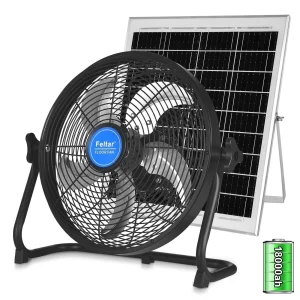 Fetlar 16 Inch Rechargeable Solar Fan, 18000mAh Battery, 30W Panel