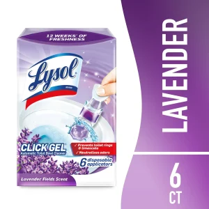 Lysol® Click Gel Automatic Toilet Bowl Cleaner, Gel Toilet Bowl Cleaner, For Cleaning and Refreshing, Brand New Day – Lavender Fields Scent, 6 applicators