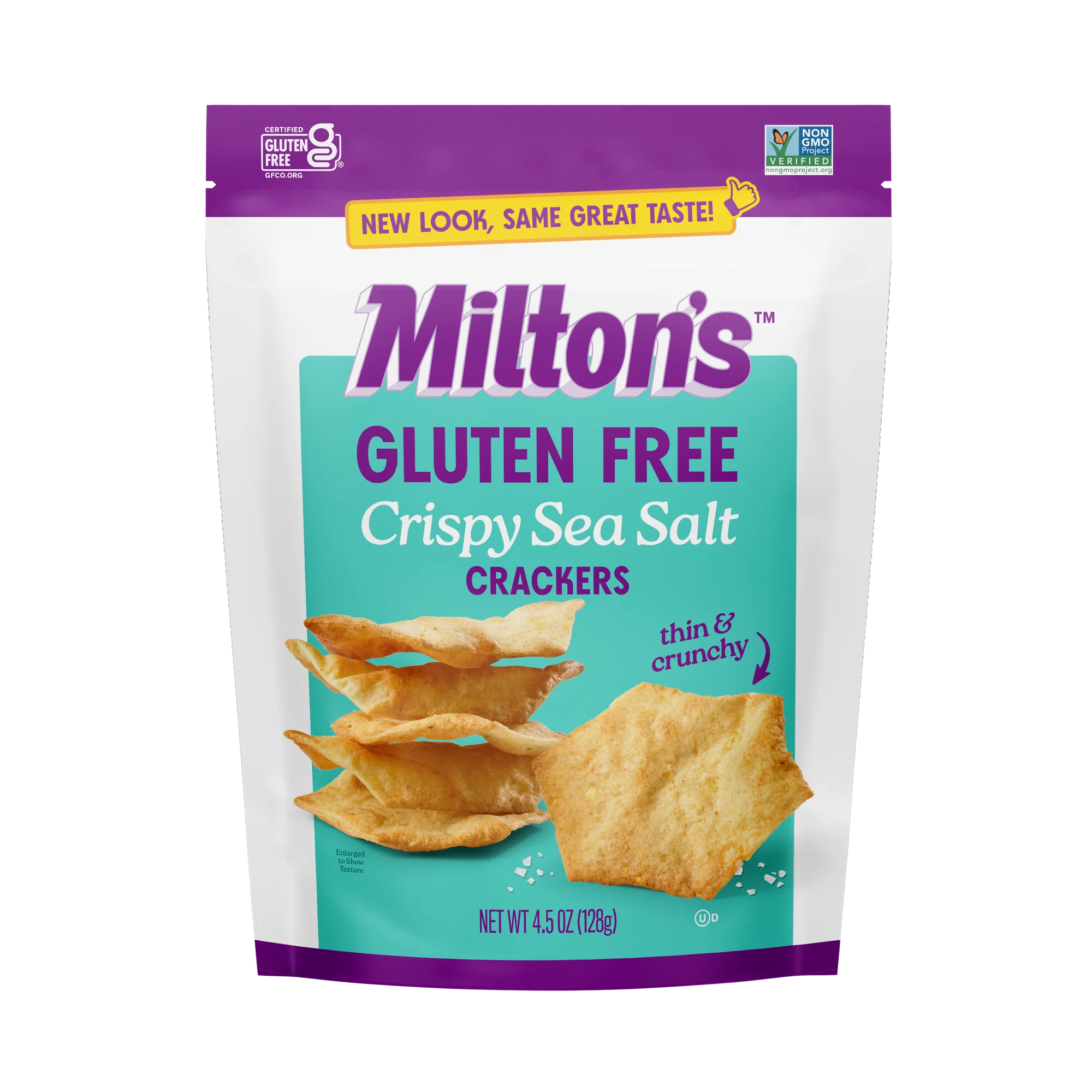 Milton's Gluten Free Crackers - Crispy Sea Salt, 4.5oz, Plastic Bag