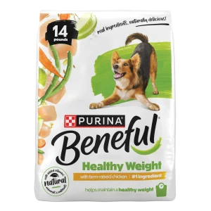 Purina Beneful Healthy Weight with Farm-Raised Chicken Natural Dog Food Dry Formula with Added Vitamins, Minerals and Nutrients, 14 lb Bag