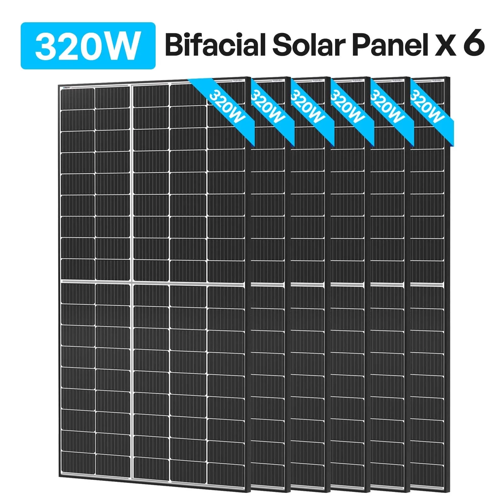 Renogy 6pcs 320W Solar Panel 24V, 18BB N-Type 25% High Efficiency, Monocrystalline for Power Station Generator, RV, SUV, Truck, Camping, Home, Off Grid