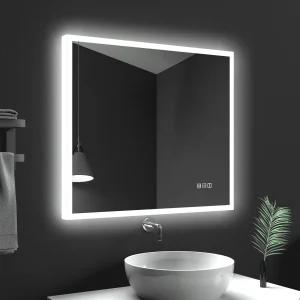 STARLEAD 32 x 28 inch LED Bathroom Mirror Bthroom Mirror with Lights 3 Colors Dimmable Anti Fog Wall Mounted Touch with Bluetooth Rectangle
